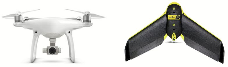 Comparing a quadcopter and fixed-wing drone
